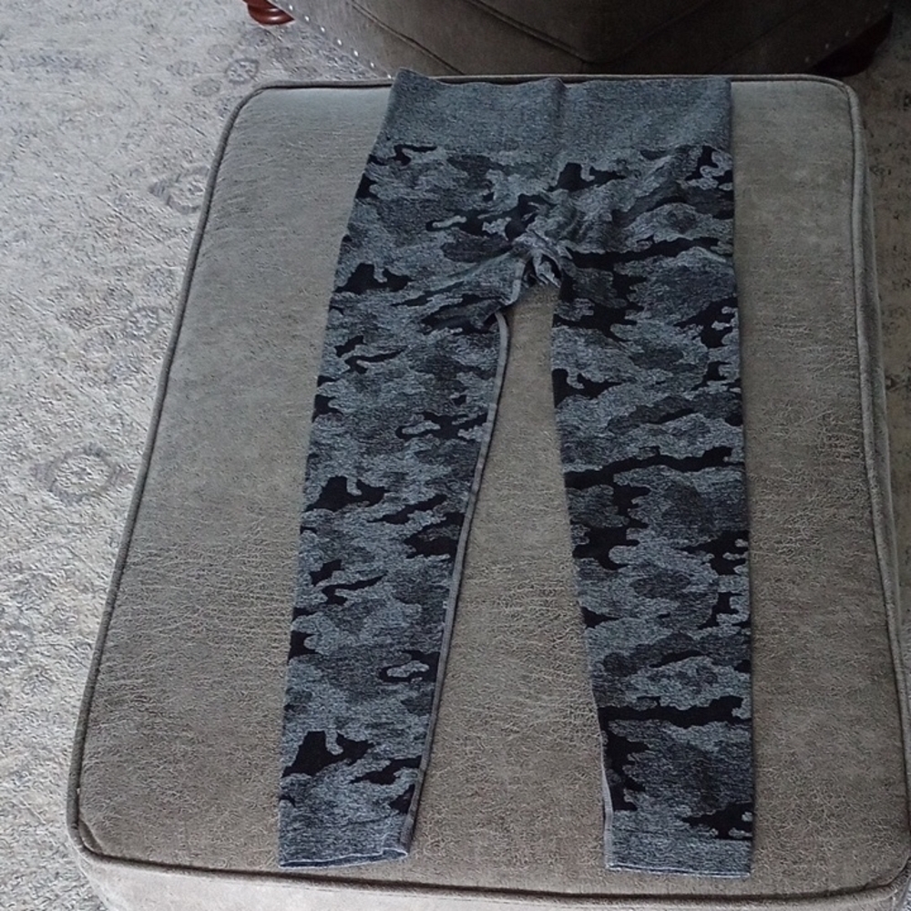 C) Gray and Black Camouflage Leggings